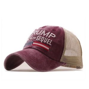 🇺🇸Trump 2024 The Sequel Distressed Look Unisex Embroidered Cool Mesh Hat!